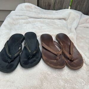 OluKai Women's Aukai Flip Flop Sandals Black Size 8 Bundle of 2 Pairs